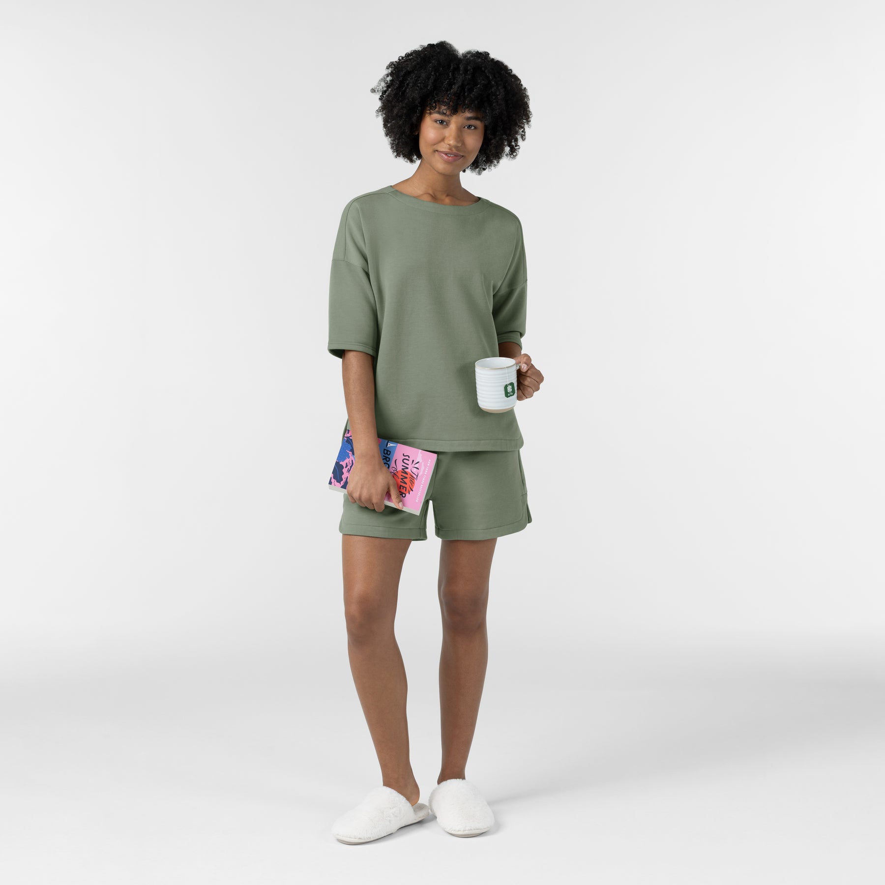 Unwind & Lounge Women's Relaxed Pullover - Sage lounge set