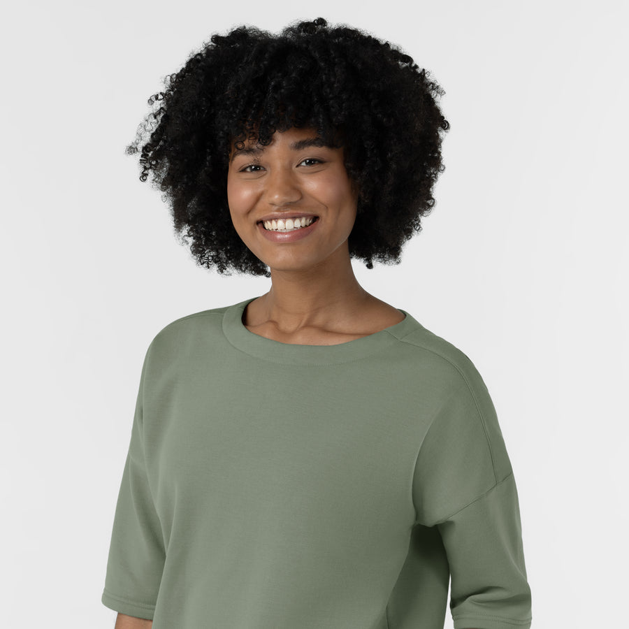 Unwind & Lounge Women's Relaxed Pullover Sage side detail 1
