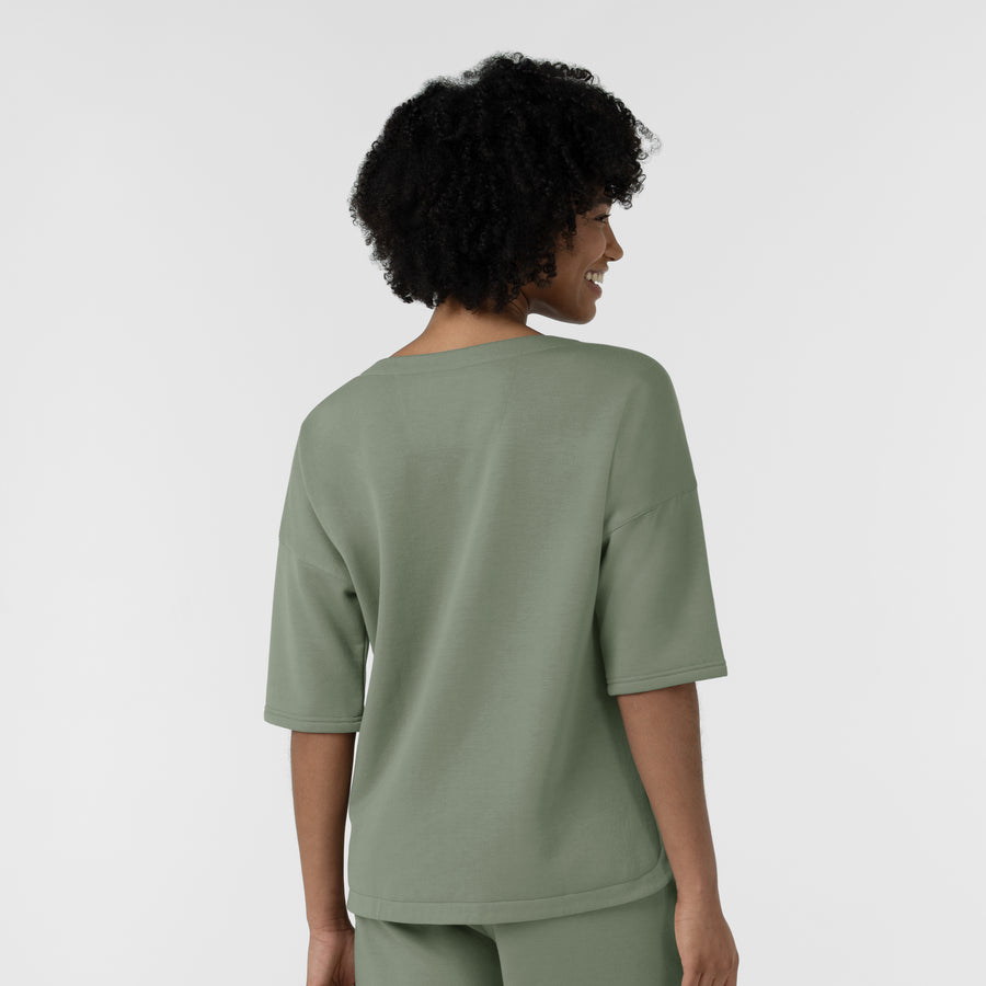 Unwind & Lounge Women's Relaxed Pullover Sage back view
