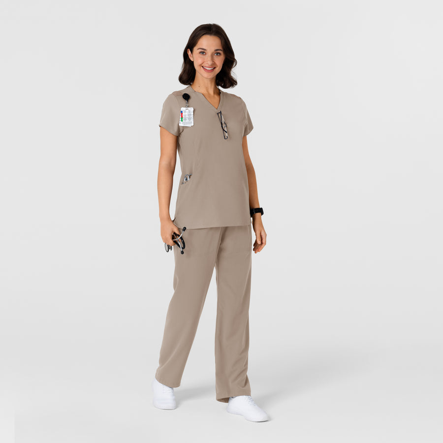 Nova Women's Flex-n-Reach Shoulder Panel V-Neck Scrub Top Haze full scrub set