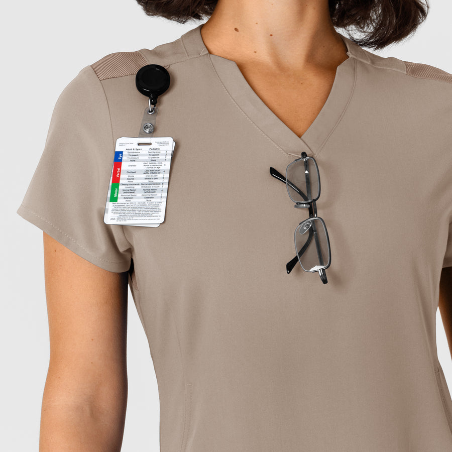 Nova Women's Flex-n-Reach Shoulder Panel V-Neck Scrub Top Haze side detail 1