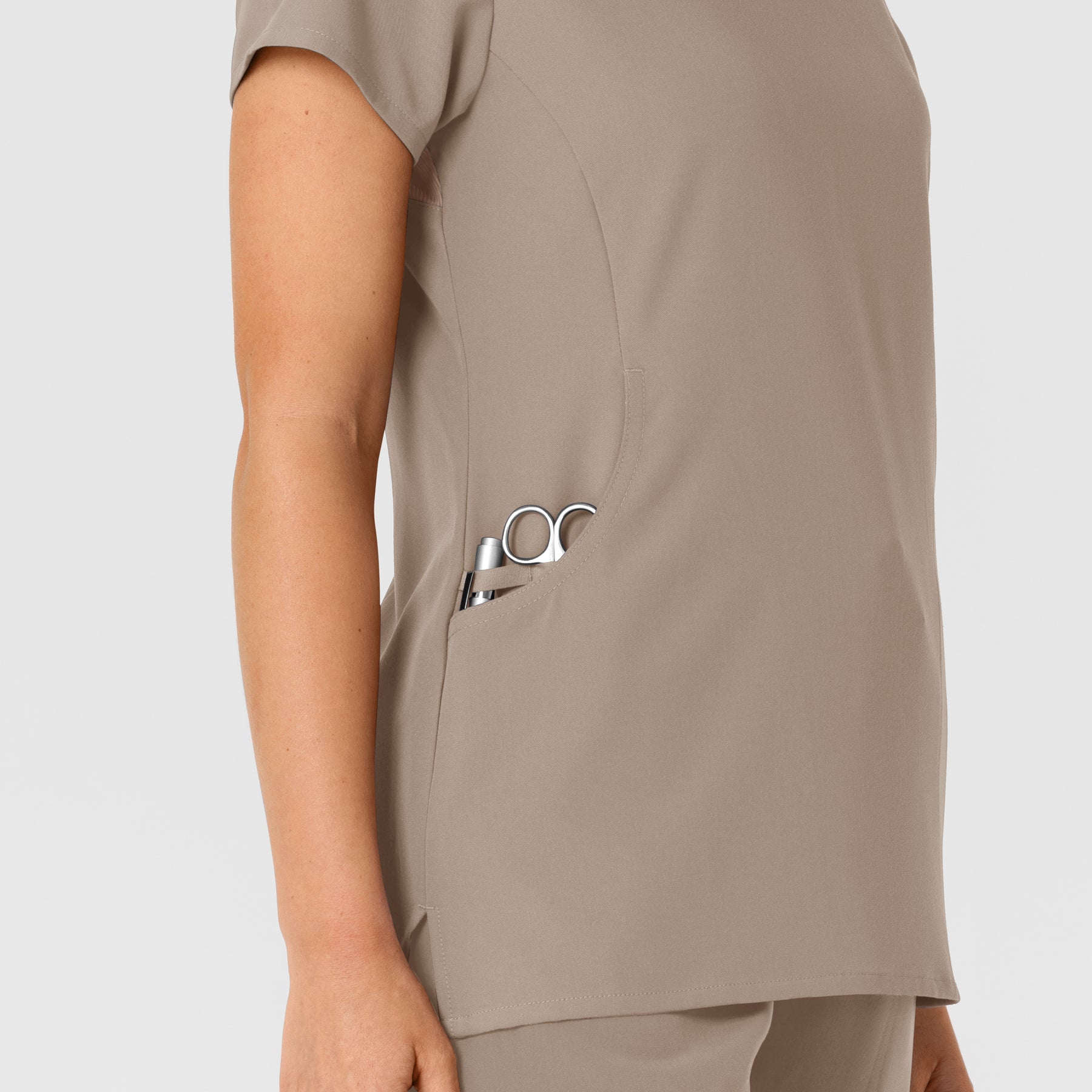 Nova Women's Flex-n-Reach Shoulder Panel V-Neck Scrub Top Haze side detail 2