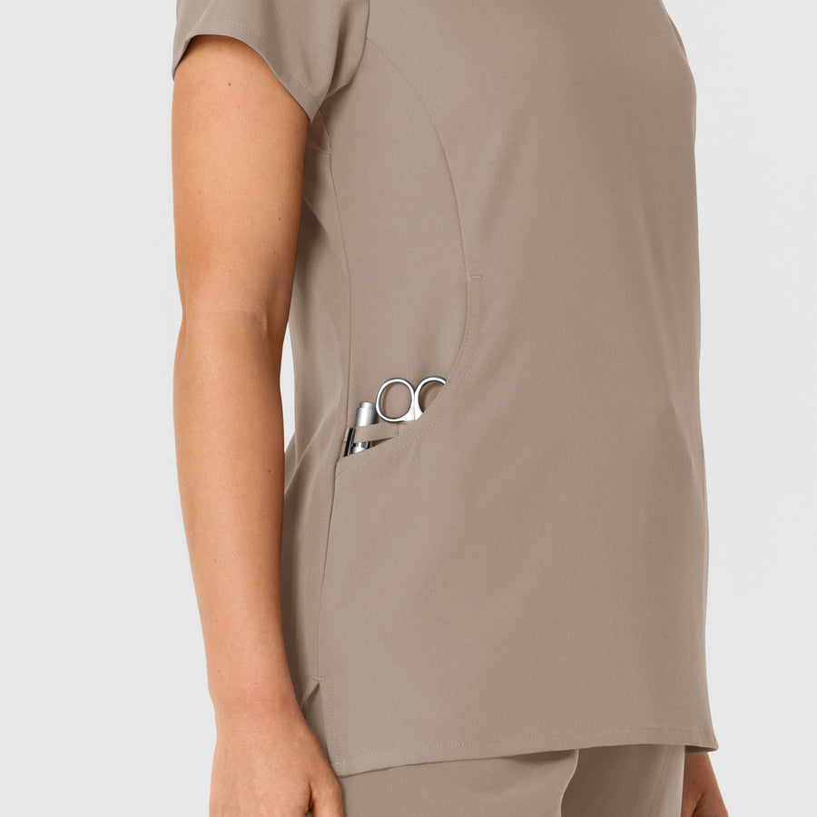 Nova Women's Flex-n-Reach Shoulder Panel V-Neck Scrub Top Haze side detail 2