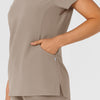 Nova Women's Flex-n-Reach Shoulder Panel V-Neck Scrub Top Haze hemline detail