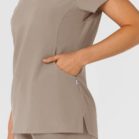 Nova Women's Flex-n-Reach Shoulder Panel V-Neck Scrub Top Haze hemline detail