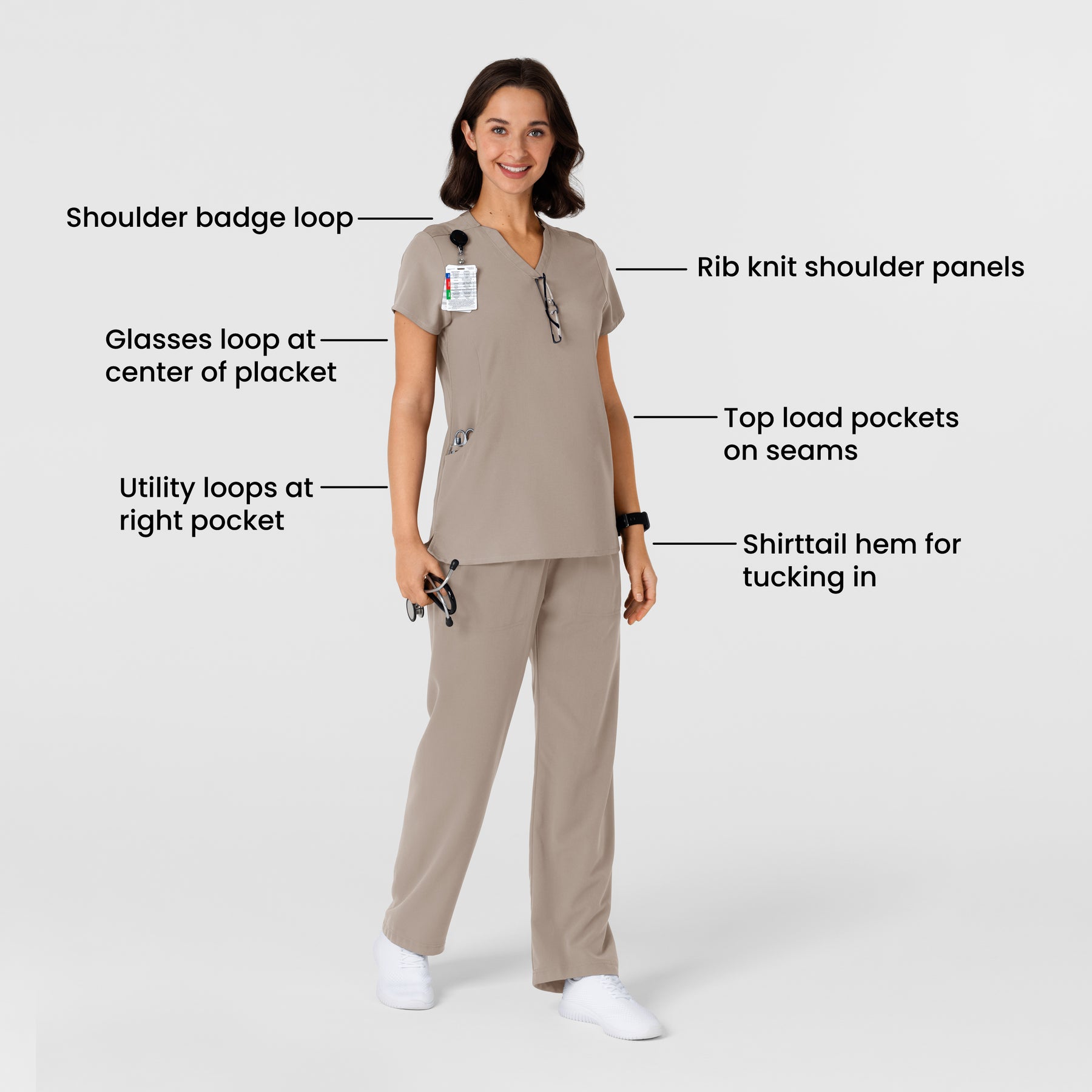 Nova Women's Flex-n-Reach Shoulder Panel V-Neck Scrub Top - Haze detail image