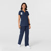 Nova Women's Flex-n-Reach Shoulder Panel V-Neck Scrub Top Navy full scrub set