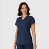 Nova Women's Flex-n-Reach Shoulder Panel V-Neck Scrub Top Navy side view