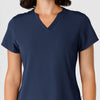 Nova Women's Flex-n-Reach Shoulder Panel V-Neck Scrub Top Navy front detail