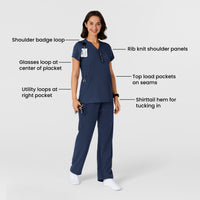 Nova Women's Flex-n-Reach Shoulder Panel V-Neck Scrub Top - Navy detail image
