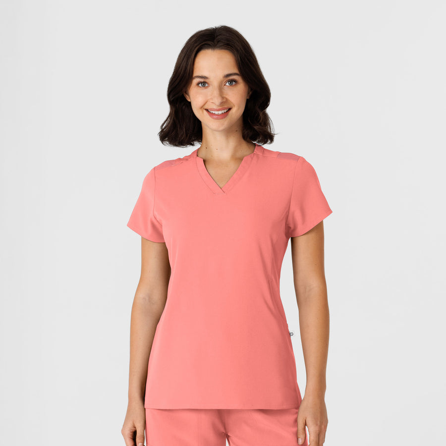 Nova Women's Flex-n-Reach Shoulder Panel V-Neck Scrub Top Paradise Pink