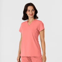 Nova Women's Flex-n-Reach Shoulder Panel V-Neck Scrub Top Paradise Pink side view