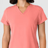 Nova Women's Flex-n-Reach Shoulder Panel V-Neck Scrub Top Paradise Pink front detail