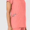 Nova Women's Flex-n-Reach Shoulder Panel V-Neck Scrub Top Paradise Pink side detail 2