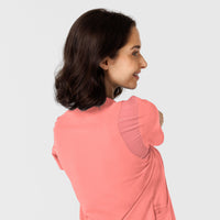 Nova Women's Flex-n-Reach Shoulder Panel V-Neck Scrub Top Paradise Pink back detail
