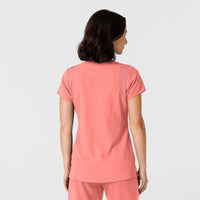 Nova Women's Flex-n-Reach Shoulder Panel V-Neck Scrub Top Paradise Pink back view