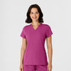 Nova Women's Flex-n-Reach Shoulder Panel V-Neck Scrub Top Raspberry