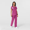 Nova Women's Flex-n-Reach Shoulder Panel V-Neck Scrub Top Raspberry full scrub set