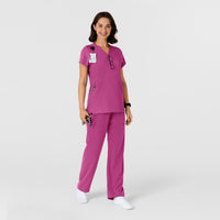 Nova Women's Flex-n-Reach Shoulder Panel V-Neck Scrub Top Raspberry full scrub set