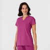 Nova Women's Flex-n-Reach Shoulder Panel V-Neck Scrub Top Raspberry side view