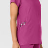 Nova Women's Flex-n-Reach Shoulder Panel V-Neck Scrub Top Raspberry side detail 2