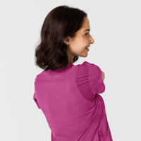 Nova Women's Flex-n-Reach Shoulder Panel V-Neck Scrub Top Raspberry back detail