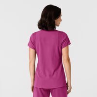 Nova Women's Flex-n-Reach Shoulder Panel V-Neck Scrub Top Raspberry back view