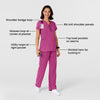 Nova Women's Flex-n-Reach Shoulder Panel V-Neck Scrub Top - Raspberry pink scrub set