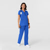 Nova Women's Flex-n-Reach Shoulder Panel V-Neck Scrub Top Royal full scrub set