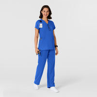 Nova Women's Flex-n-Reach Shoulder Panel V-Neck Scrub Top Royal full scrub set