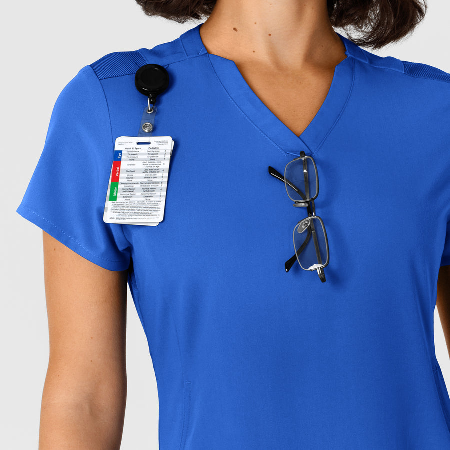 Nova Women's Flex-n-Reach Shoulder Panel V-Neck Scrub Top Royal side detail 1