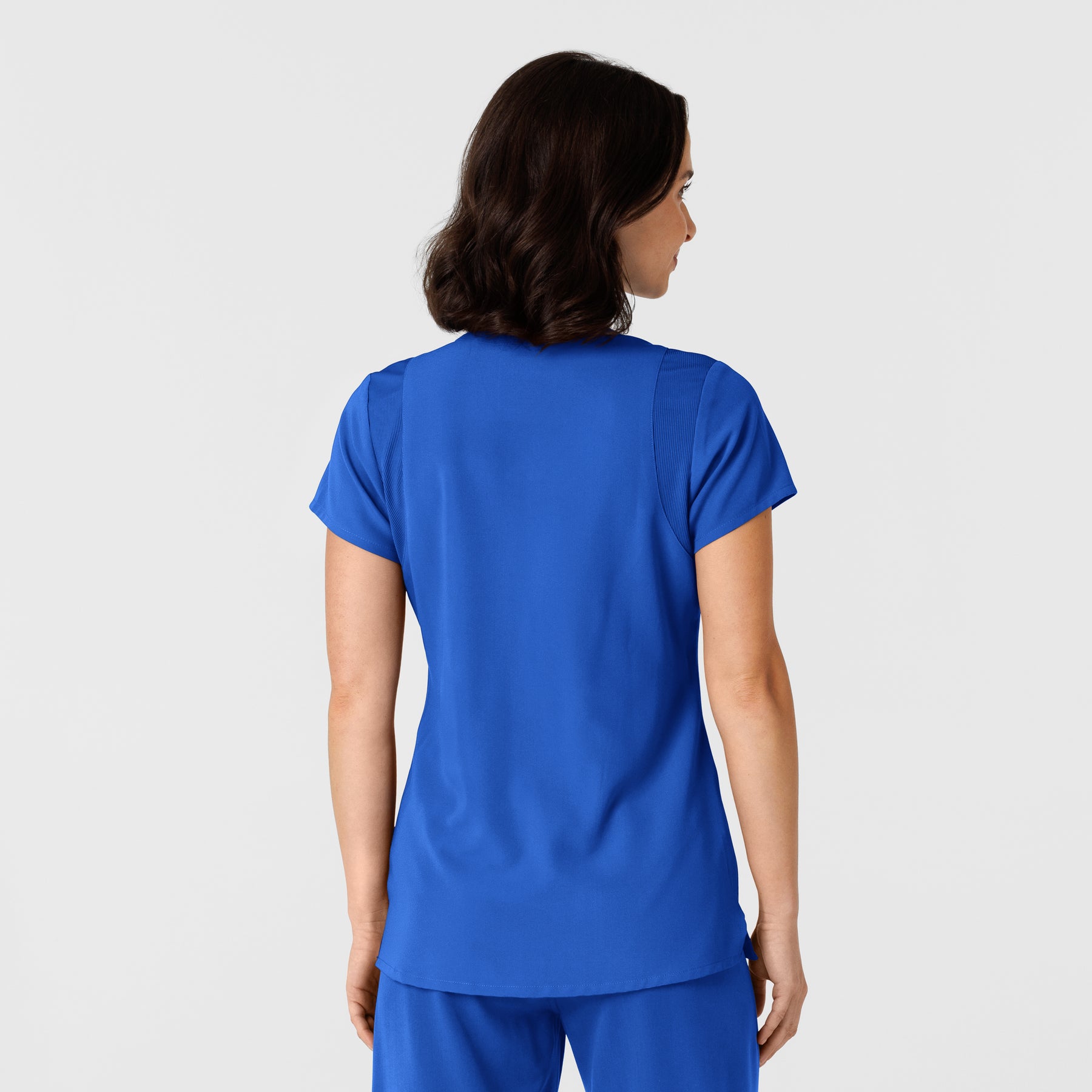 Nova Women's Flex-n-Reach Shoulder Panel V-Neck Scrub Top Royal back view