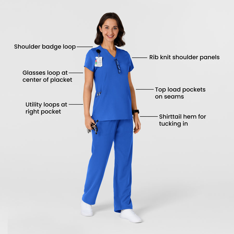 Nova Women's Flex-n-Reach Shoulder Panel V-Neck Scrub Top - Royal detail image