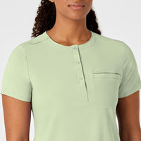 RENEW Women's Mandarin Collar Tuck-In Scrub Top Fresh Mint side view