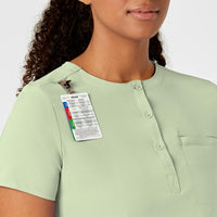 RENEW Women's Mandarin Collar Tuck-In Scrub Top Fresh Mint front detail