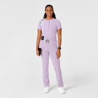 RENEW Women's Mandarin Collar Tuck-In Scrub Top Pastel Lilac full scrub set