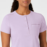 RENEW Women's Mandarin Collar Tuck-In Scrub Top Pastel Lilac side view