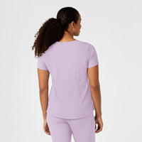 RENEW Women's Mandarin Collar Tuck-In Scrub Top Pastel Lilac back view