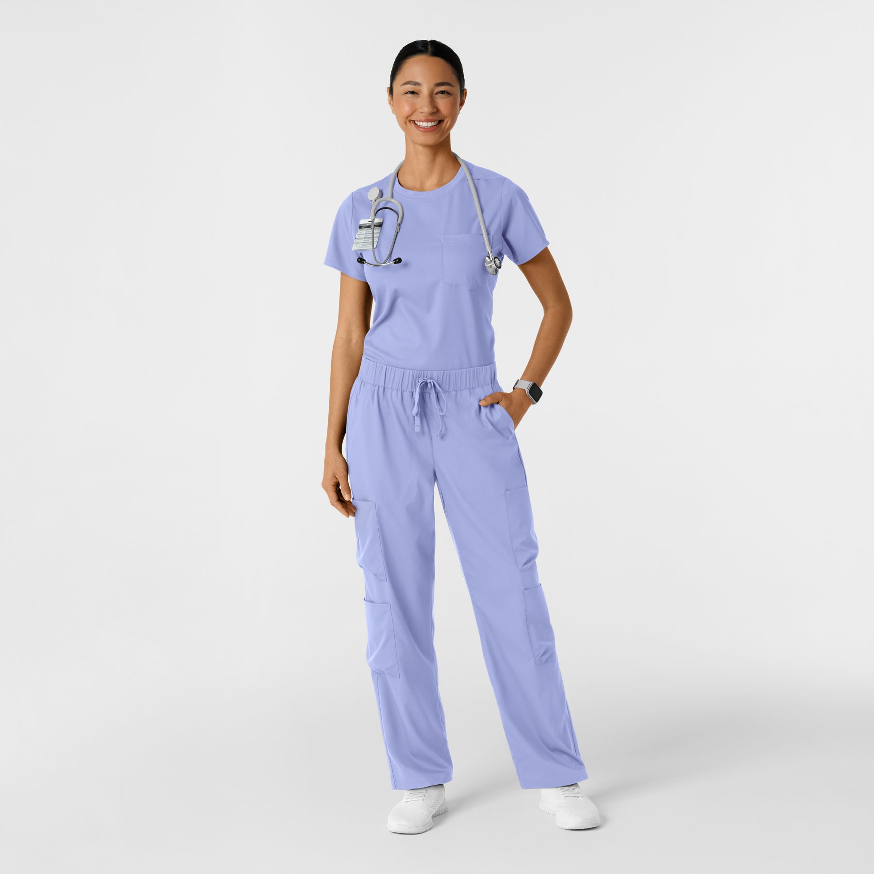 Boundless Women's Classic Tee Ceil Blue full scrub set