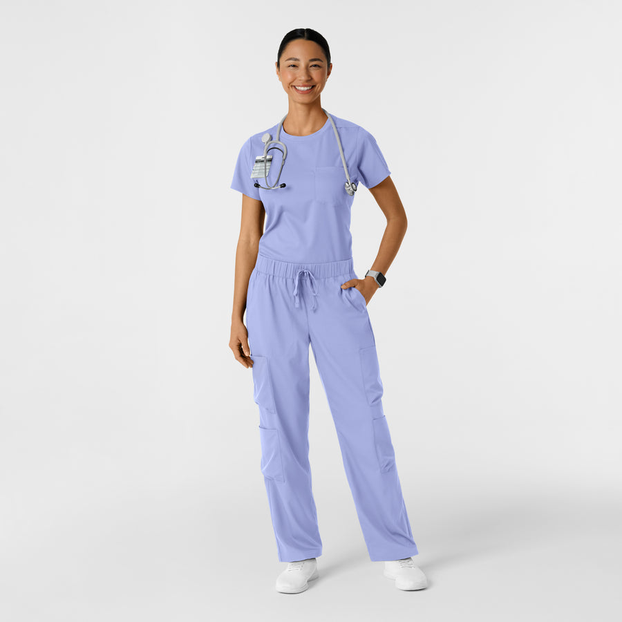 Boundless Women's Classic Tee Ceil Blue full scrub set