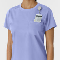 Boundless Women's Classic Tee Ceil Blue hemline detail