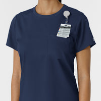 Boundless Women's Classic Tee Navy hemline detail