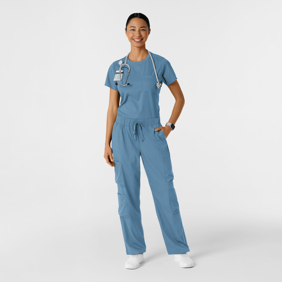 Boundless Women's Classic Tee Pacific Blue full scrub set