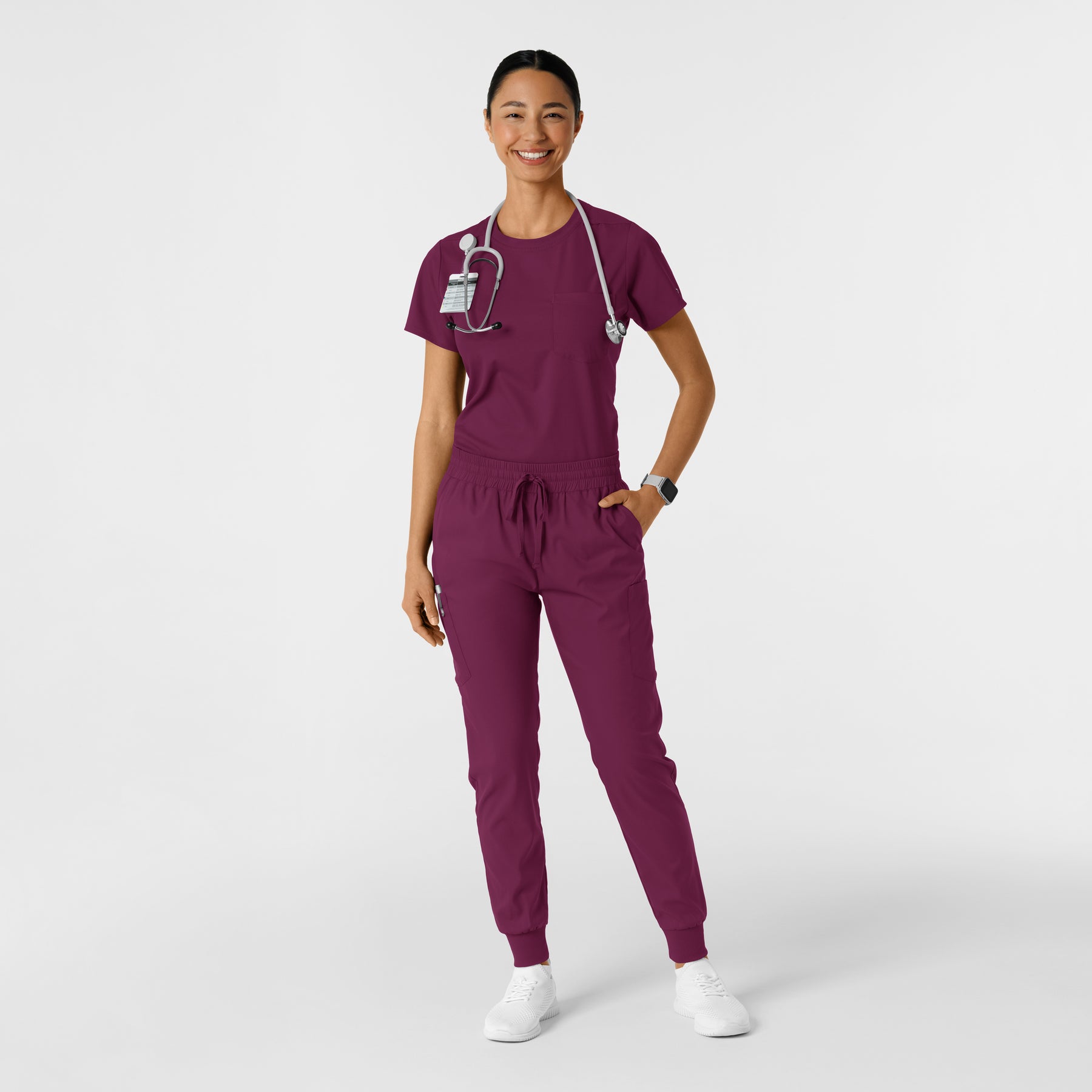Boundless Women's Classic Tee Wine full scrub set
