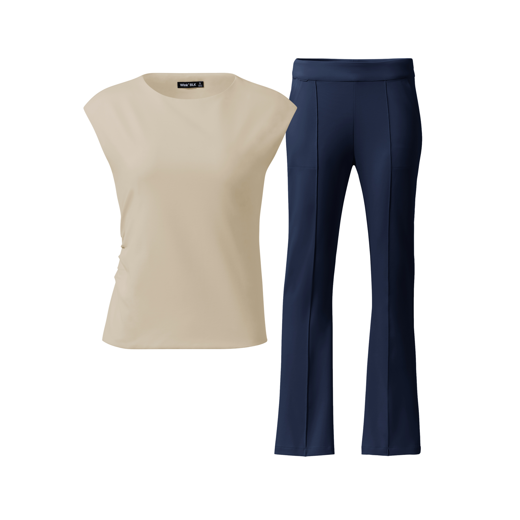 BLK Ruched Blouse and Bootcut Scrub Set