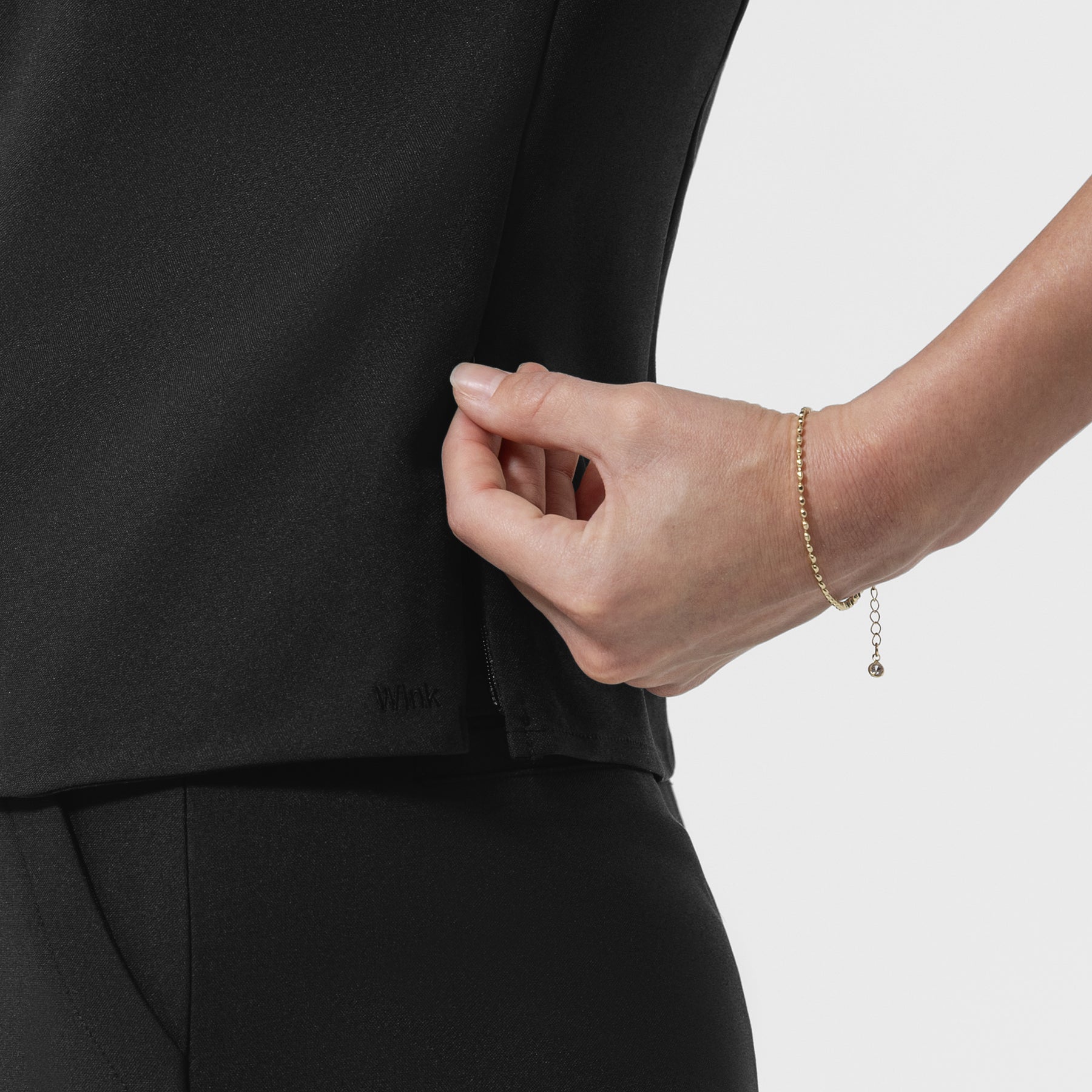 BLK Women’s Ruched Blouse Black side detail 1