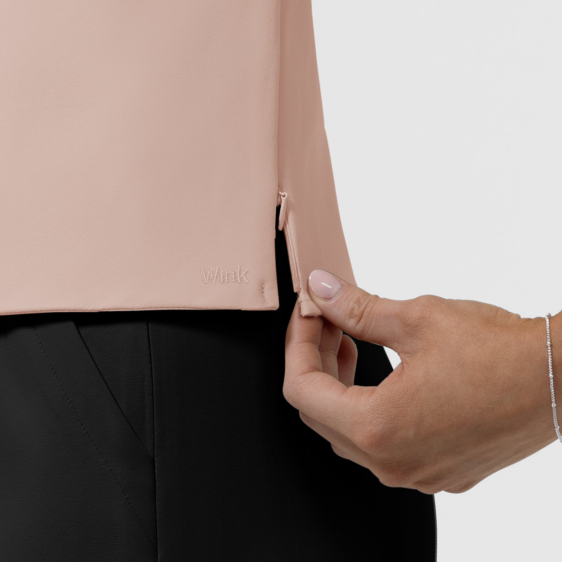 BLK Women’s Ruched Blouse Blush hemline detail