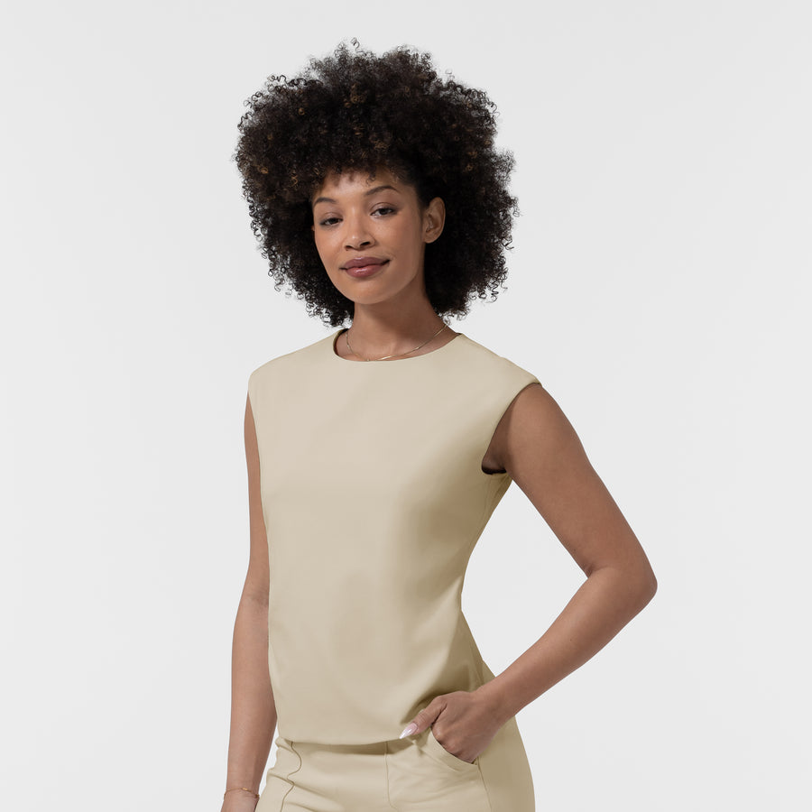 BLK Women’s Ruched Blouse Coconut Milk side view