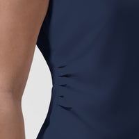 BLK Women’s Ruched Blouse Navy side detail 2
