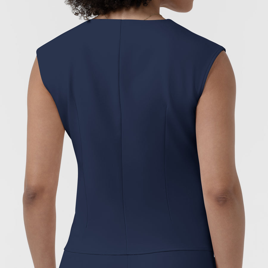 BLK Women’s Ruched Blouse Navy hemline detail
